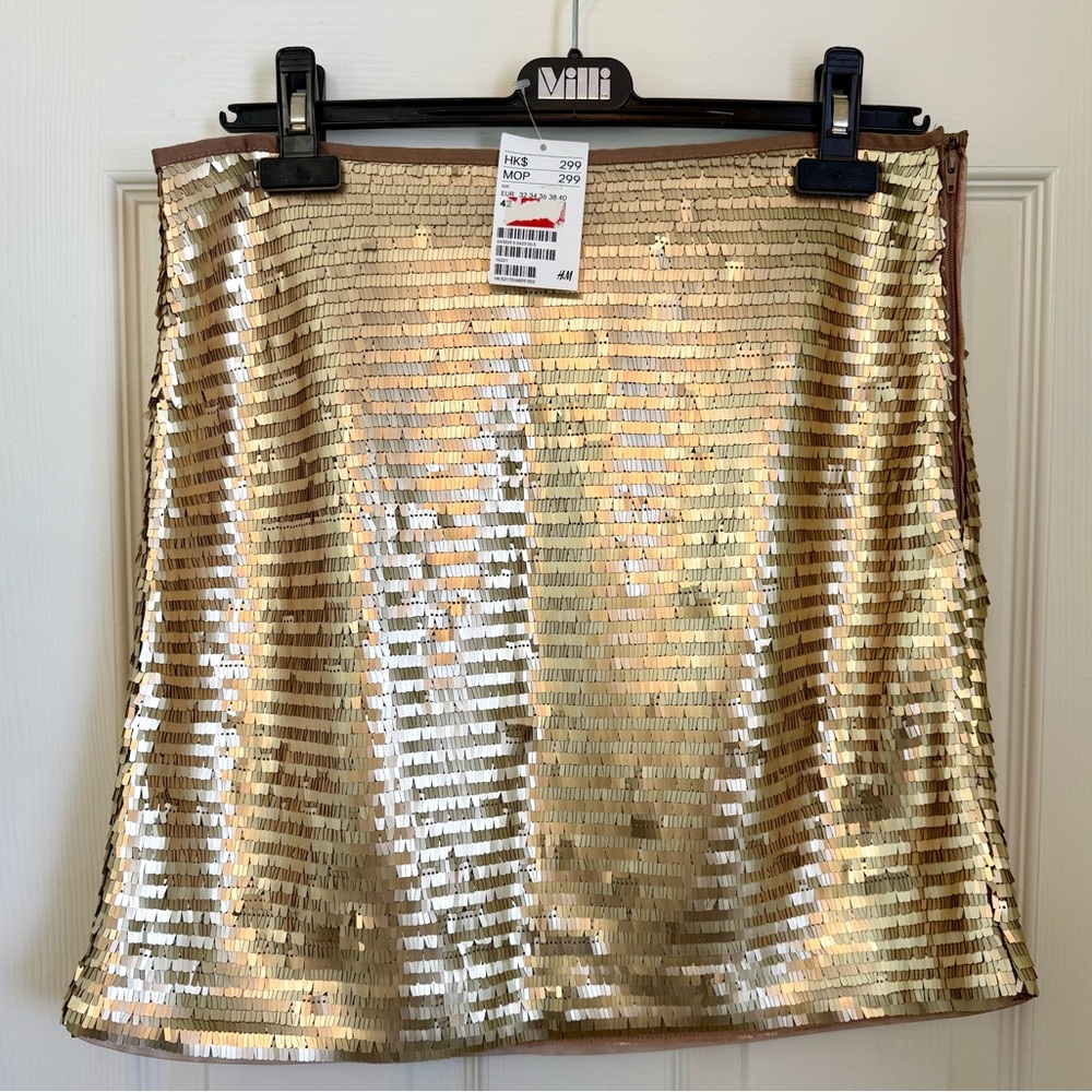 H&M Shimmering Gold Mini Skirt